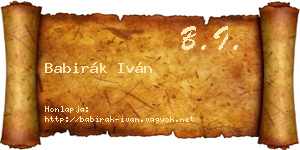 Babirák Iván névjegykártya