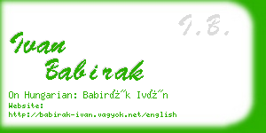 ivan babirak business card